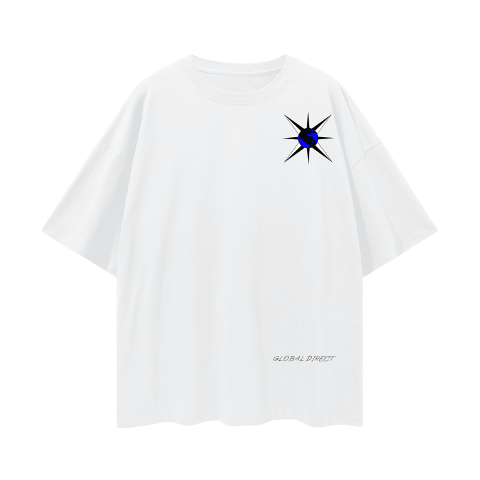 Oversize Deep Drop Shoulder Tee - Back Light Leak Logo Graphic